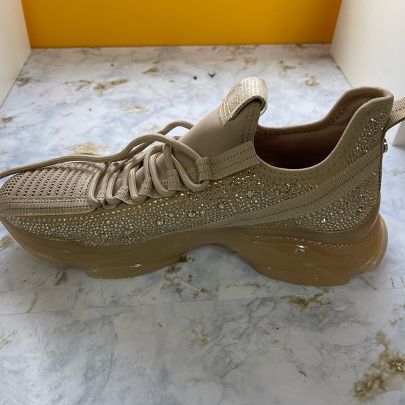 Steve Madden Maxima rhinestone Tan Women's Sneakers *NEW* - Picture 4 of 5